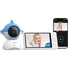 WUUK Baby Monitor with Camera 2K/3MP, 360° Video Baby Monitor with App, 5 Inch Baby Monitor, Motion Tracking, IR Night Vision, Motion / Noise Detection, Temperature Detection