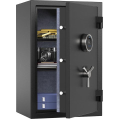 RPNB Digital Fireproof Safe, Fingerprint Fireproof Home Safe with Touch Screen, Removable Shelf and Secure 3-Spoke Handle, Suitable for Home Office Hotels, 60 L, Black