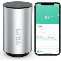 LifeBasis Radon Detector for Home, Intelligent Radon Monitor, Fast Detection of Fluctuating Values, Smart Radon Tester, Short and Long-Term Monitoring with Alarm Connection with Mobile App & WLAN