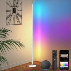 Yicenscoltd LED Floor Lamp, WiFi RGBCW Adjustable Floor Lamp, Voice Control from Smart Speakers Alexa/Google Home, with Remote Control, for Living Room, Bedroom, Playroom