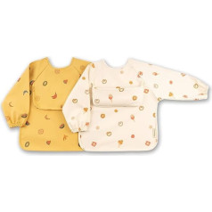 ÜneeQbaby Play and Meal: Waterproof Long Sleeve Bib with Chest Pocket for Toddlers