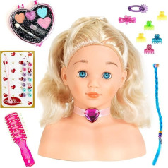 Theo Klein 5236 Princess Coralie Make-Up and Hairdressing Head with Cosmetic CD, Medium, Toy, Multicoloured