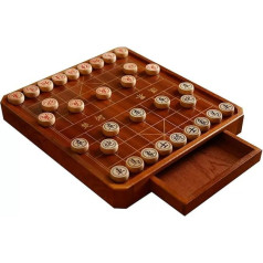 Chinese Chess and Draughts Set with Storage Drawer, Portable, Magnetic, Xiangqi 2-in-1, Chess and Checkers Board Games, Strategy Games, Travel Game (Size: 11.8 x 10.6 x 1.6 inches)