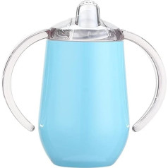 Varsany Kids Sippy Cup for Toddlers - BPA Free Stainless Steel Double Walled Free Flow Sippy Cup for Baby Sippy Cup for Easy Transition of Your Child - Plain Blue