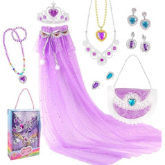 Yfenglhiry Costume Princess Party Dress Up Princess Cape Jewellery Birthday Costume Fairy Princess Costume