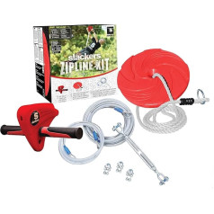 Slackers USA 980005 Eagle Zip Line 30 m Long Zipline Flying Fox with Solid Metal and Plastic Casing Robust Steel Cable Diameter 5 mm Including Swing