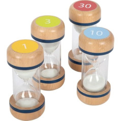 small foot Educate 12386 Hourglass Set XL Beech Wood 4-Piece Educational Toy Set for Children from 3 Years