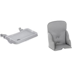 Hauck Alpha Tray 3-in-1 Set, Depth-Adjustable Dining Board with Removable Tray, Grey & Alpha Cosy Comfort Seat Reducer from 6 Months, Grey, 667866