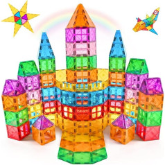 CUIOLTOY Magnetic Building Blocks, 92 Pieces Educational Magnet Building Blocks STEM Construction Toy Magnetic Toy for 3 4 5 6 Years Children Birthday Gifts