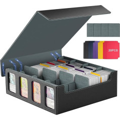 TiMOVO MTG Deck Box, Magnetic Card Storage Box, Trading Card Box for More than 3000 Sleeveless Cards, with 20 Coloured Divisions, Playing Cards Box for Magic Playing Card, Black + Grey