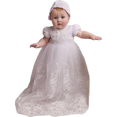 SIRRI Baby Christening Gown with Hat Set - Luxury Christening Outfit for 0-9 Months