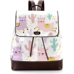 Personalised School Bags Book Bags for Teenagers, Alpaca Pattern, Cute Animal, Multicoloured, 27 x 12.3 x 32 cm, Backpack Backpacks, multicoloured
