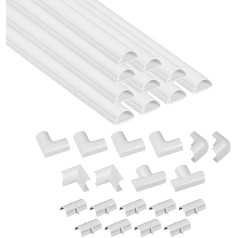 D-Line Mini Cable Duct for Cable Management, Cable Strip, 30 x 15 mm, 10 x 40 cm Length (4 Metres), White