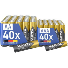 VARTA Batteries Mixed Pack of 80, AA 40 Pieces + AAA 40 Pieces, Power on Demand, Alkaline, Storage Pack in Environmentally Friendly Packaging, Powerful, Made in Germany (Exclusive to Amazon)