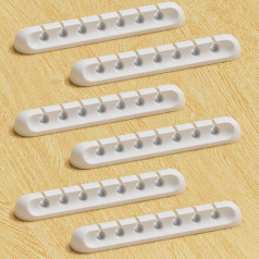 Cable Holder Cable Clips, 7 Slots [Pack of 6] Cable Management Self-Adhesive Cable Organiser Multipurpose Cable Guide Set for Desk Computer PC USB Charging Cable Home Office