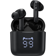 TONEMAC W28 True Wireless Earbuds: Bluetooth 5.3, 48 Hours Battery Life, Intuitive LED Display, Qi-Compatible Charging Case, Superior HiFi Sound and IPX6 Water Protection, Ideal for Athletes