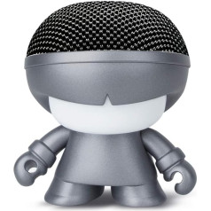 Mini Xoopar Boy Metal Bluetooth Speaker - Mini Portable Connected Speaker 3W LED Light - 4 Hours Battery Life - Wireless Speaker Compatible with All Smartphone Types Silver