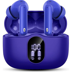 Bluetooth Headphones, Wireless Bluetooth 5.3 Sport In-Ear Headphones with 4 Microphones, 40 Hours Playtime, LED Display, ENC Noise Reduction, HiFi Stereo Earphones for Work and Study