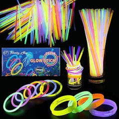 Trimming Shop Glow Sticks, 300 Pieces Party Kit with Connectors, Glow Sticks for Making Glow Tapes, Chains, Bracelets for Birthday, New Year, Christmas, Festival, Party Decoration