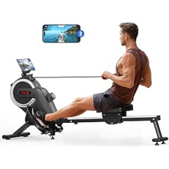 Dripex Magnetic Rowing Machine with Aluminium Slide Rail, 16 Levels Adjustable Resistance, Maximum Weight Capacity of 265 lbs for Home Gym, App/LCD Monitor