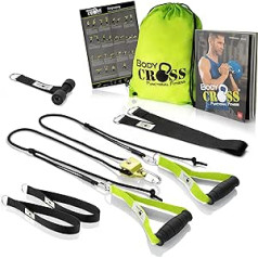 Premium sling trainer with pulley, door anchor, poster, training plan, attachment loop, made in Germany, tested and certified, sling trainer set for home and outdoor use
