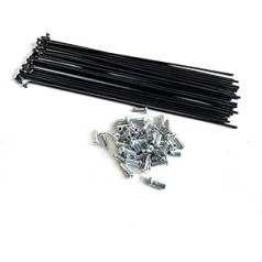 WLKY 13G Bicycle Spokes Carbon Steel E-Bike Spokes 40 Pieces J Bend Electric Bicycle Spokes with 12 mm Nipples 100 ~ 292 mm (Black, 130 mm)