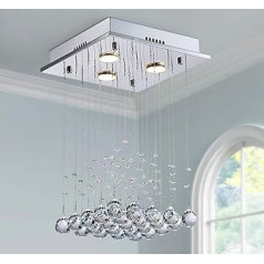 Saint Mossi 3 Leichter moderner Kronleuchter K9 Kristalllichtbefestigung, Moderner Flush Mount Deckenleuchten, Regentropfen Kronleuchter Modern Pendelleuchte Lichtbefestigung,H46cm x W30cm x L30cm