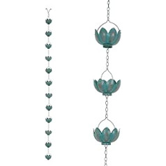 TZSSP Rain Chains Decorative Metal Rain Chain with 12 Cups, Rain Chain for Gutters, 8-1/2 Length, Blue