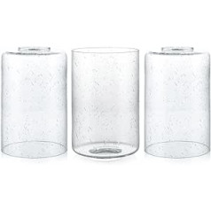 Skelang 3 x Glass Lampshades, Clear Lampshade 42mm Lampshade Replacement Cylindrical Shade for Pendant Lamps, Chandeliers, Wall Lights, Vanity Lights
