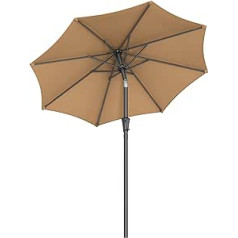 SONGMICS GPU202K01 Garden Umbrella 210 cm, Sun Protection UPF 50+, Parasol, 30° Tilt, with Crank, for Patio, Balcony, Pool, without Base, Taupe