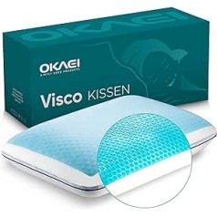Okaei GelCell - Memory Foam Pillow with Cooling Gel Cover - Comfortable Pillow - Ergonomic Pillow - Cooling Pillow - Pillow for a Comfortable Sleep (60 x 40 + 15 cm)