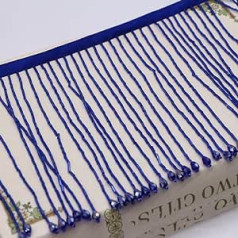 Yalulu 1 Yard Beaded Tassel Fringe Trim Fringe Trim, Glass Beads Fringe Tassel Fringe Trim Costume Tassel Trimming Garment Apparel Lace Trim Sewing Accessories (Blue)