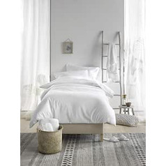 De Witte Lietaer Olivia Satin Cotton Combed Duvet Cover Set, White/White, 140 x 200 cm + 1 Pillowcase