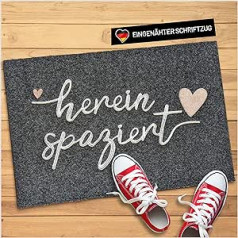WELLMODA® Doormat with Stitched Lettering, Washing Machine Safe and Non-Slip, Doormat for Outdoor and Indoor, Doormat for Front Door, Garden and as a Gift Idea in 40 x 60 cm