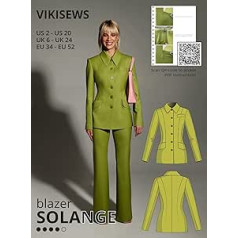 Vikisews Sewing Pattern for Women - Solange Blazer Sewing Pattern for Women, Size US2 - US20 Plus Size - Suitable for Beginners with Easy to Follow Sewing Instructions