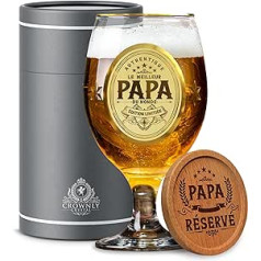 CROWNLY CRYSTAL® Gift Dad Beer Glass Personalised Announcement Pregnancy Dad Gift Best Dad Gift Birthday Men's Gift Original Men's Idea Gift Dad Beer Glasses