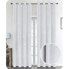 BEAUTEX Velvet Blackout Curtain with Eyelets Opaque 300 x 245 cm (Width 300 cm, Height 245 cm, White)