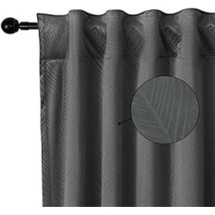 WOLTU Velvet Curtain with Ruffle Tape, Opaque Curtain, 135 x 245 cm, Set of 2 Blackout Curtains, Velvet Thermal Curtain, Cold Protection, Velvet Curtains for Decoration, Bedroom, Living Room, Grey