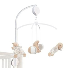 MiniDream Cot Bed Mobile - Wind Up Music, Soft Lullaby, No Batteries Required, Includes 360 Degree Rotating Hanging Plush Toy - Moon and Star Design