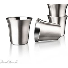 Final Touch Set mit 4 Doppelwand Commercial Grade Stainless Steel Shot Glasses 304 Edelstahl gebürstet Schnapsglas 2 ½ Unze / 74ml