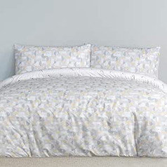 Sleepdown Circle Geo Abstract Reversible Duvet Cover Set with Pillow Cases Soft Easy Care Bedding Set Ochre - Single (135cm x 200cm)