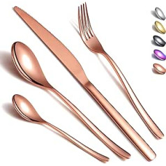 Kyraton Cutlery Set, 24 Pieces, Stainless Steel Rose Gold Cutlery Set, Titanium Coating Rose Gold Cutlery Set, Strong Rust Protection, Dishwasher Safe, Tableware Set for 6 People