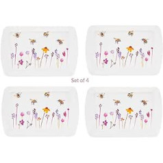 Set of 4 Snack Trays Pretty Water Colour Busy Bees Design by Jennifer Rose Gallery