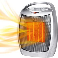 Fan Heater Ceramic Heater with Thermostat and Overheat Protection 750W / 1500W Power Portable Electric Fan Heater 3 Modes Heating Settings for Office, Home, Bathroom