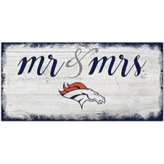 Fan Creations NFL Denver Broncos Unisex Denver Broncos Script Mr & Mrs Shield Team Colour, 6 x 12