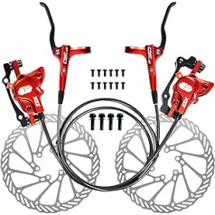 CNC Hydraulic Disc Brake Bicycle, Bicycle Disc Brake Set, Hydraulic Brake Bicycle Front and Rear Aluminium Alloy for MTB Mountain Bike, Red