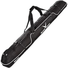 Black Crevice Skitasche I Skisack für 1 Paar Ski & 1 Paar Stöcke I robuste Skibag mit gepolsterten Doppelhaltegriffen I Ski-Tasche mit durchgängigem Doppelreißverschluss I Maße: 195x13x30cm