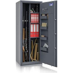 SafeHero Weapon Cabinet Class 1 EN 1143-1 Secureo Eagle 7 Estate | Weapon Cabinet 1 for 7 Long Weapons | Long Weapon Cabinet with Electronic Lock | Compliant Weapon Cabinet Long Guns + Ammunition