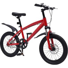 Acesunny 18 Inch Children's Bicycle Red Children's Bicycle Boys Girls Bicycle Mountain Bike MTB Children's Bicycle Boys Girls 125-140 cm Bicycle with Tyre Pump Red