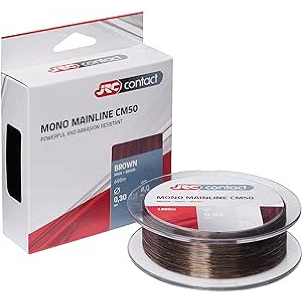 JRC Contact CM50 Monofile Angelschnur, hohe Stoßfestigkeit und Knotenstärke, niedrige Sichtbarkeit, braune Farbe, entworfen, um Ihnen zu helfen, große Karpfen zu fangen
